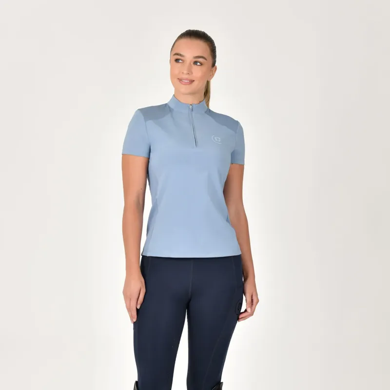 Dublin 1/4 Zip Breathable Short Sleeve Ladies Top - Blue Fog