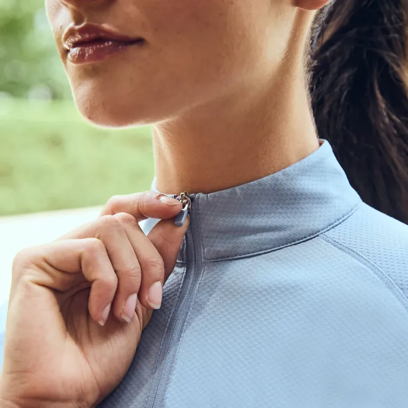 Dublin Breathable Long Sleeve Ladies Riding Top - Blue Fog-4