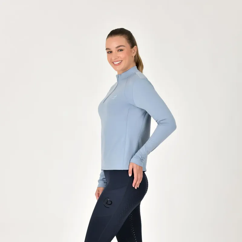 Dublin Brushed Long Sleeve Ladies Riding Top - Blue Fog-2