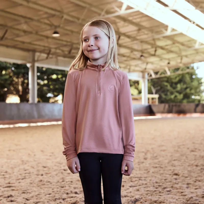 Dublin Breathable Long Sleeve Children's Riding Top - Dusty Rose-9