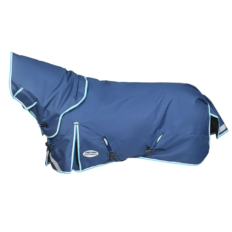WeatherBeeta ComFiTec Ultra Hardi Detach-A-Neck 220g Turnout Rug - Blue/White-2