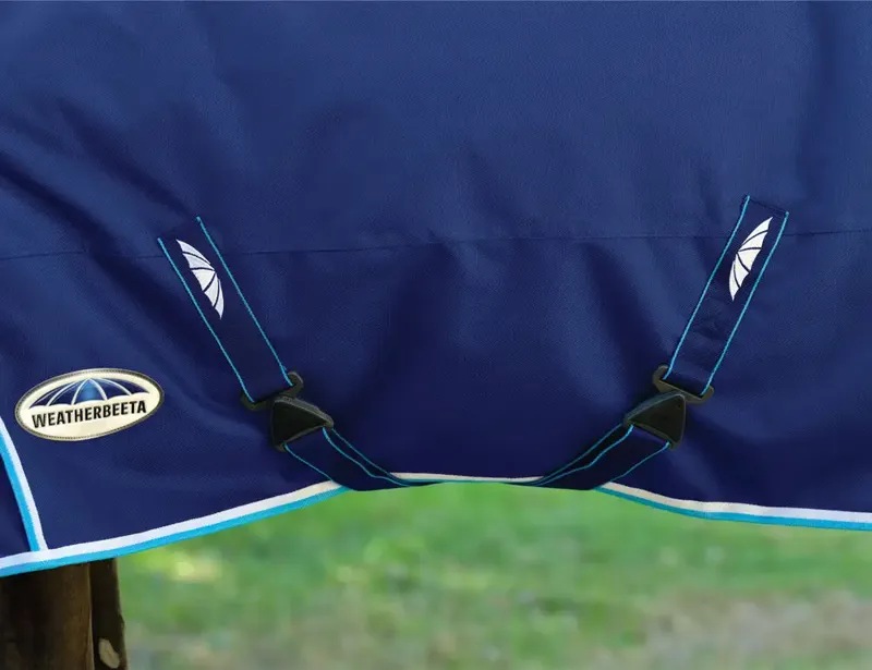 WeatherBeeta ComFiTec Ultra Hardi Detach-A-Neck 100g Turnout Rug - Blue/White-2