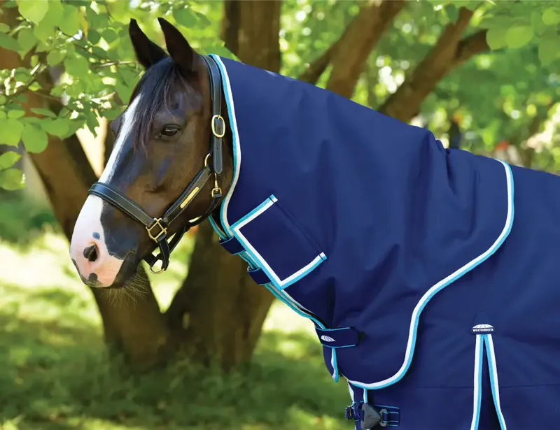 WeatherBeeta ComFiTec Ultra Hardi Detach-A-Neck 100g Turnout Rug - Blue/White-8