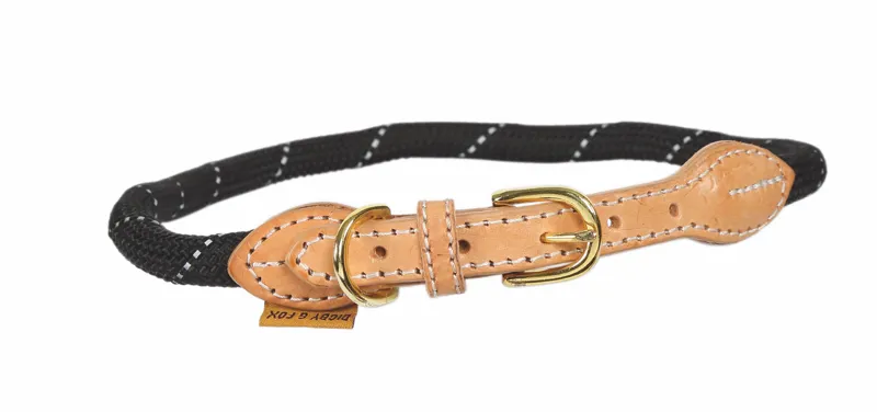 Shires Digby and Fox Reflective Dog Collar - Black