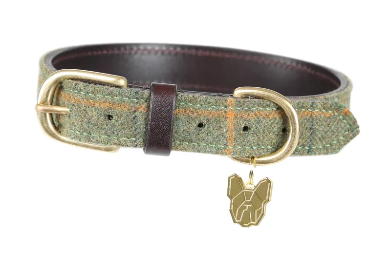 Shires Digby and Fox Tweed Dog Collar - Red/Yellow/Blue Check