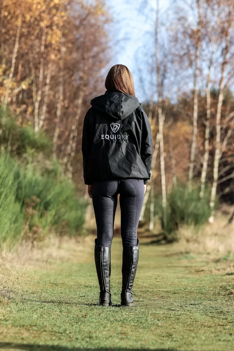 EQUIDRY EQUIMAC Shortie Adults Jacket with Stowaway Hood - Black/Black-2