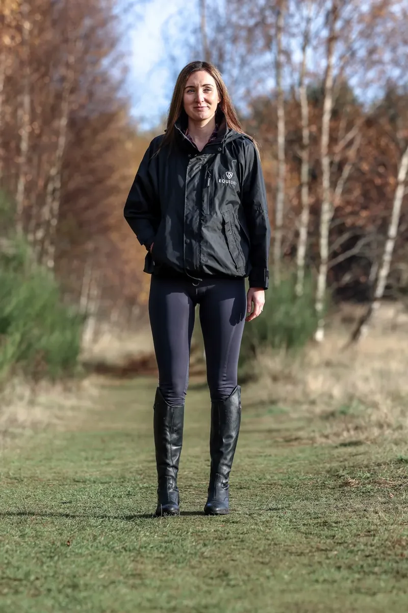 EQUIDRY EQUIMAC Shortie Adults Jacket with Stowaway Hood - Black/Black-1