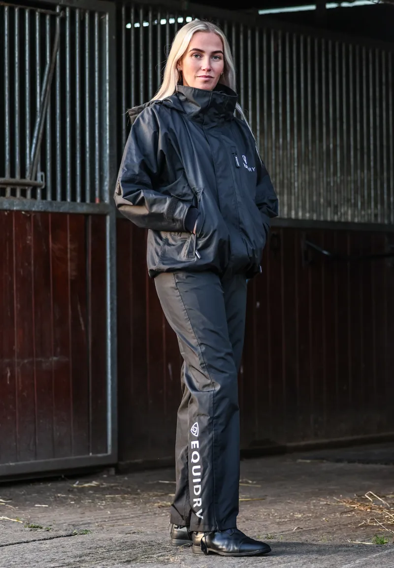 EQUIDRY EQUIMAC Shortie Adults Jacket with Stowaway Hood - Black/Black-3