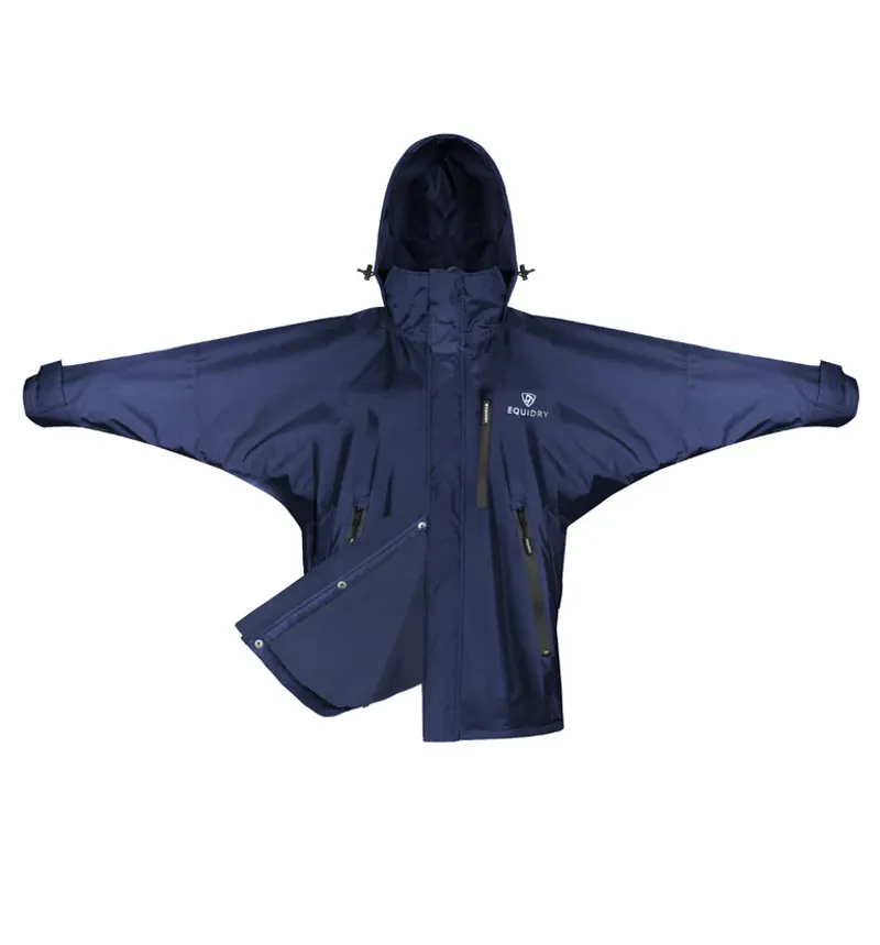 EQUIDRY EQUIMAC Shortie Adults Jacket with Stowaway Hood - Navy