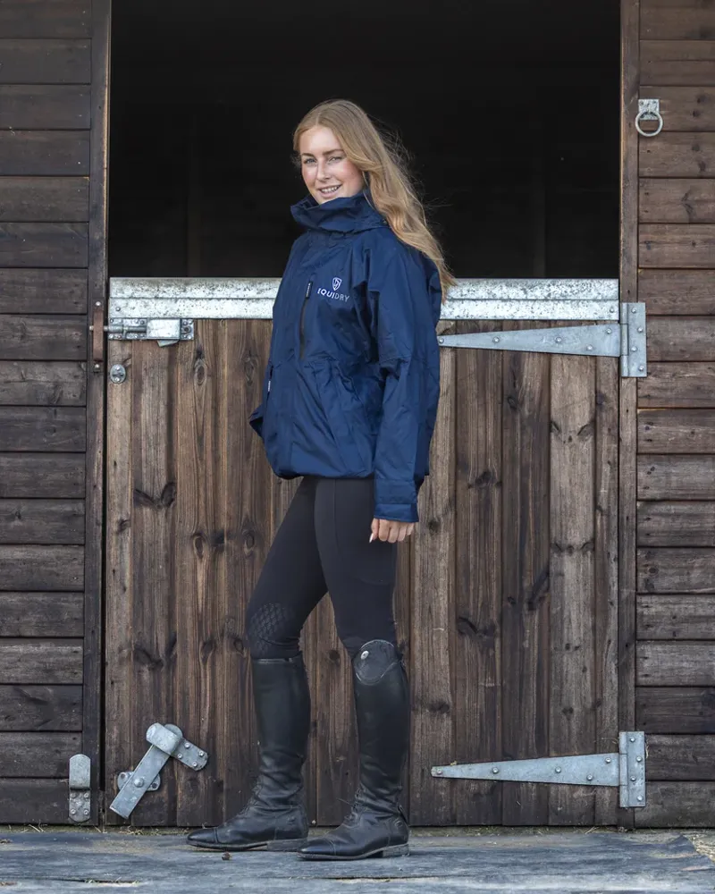 EQUIDRY EQUIMAC Shortie Adults Jacket with Stowaway Hood - Navy-2