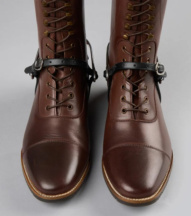 Premier Equine Spur Straps 3/8 European Leather - Dark Havana-3