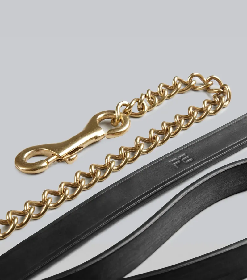 Premier Equine European Leather Lead Chain - Black-3