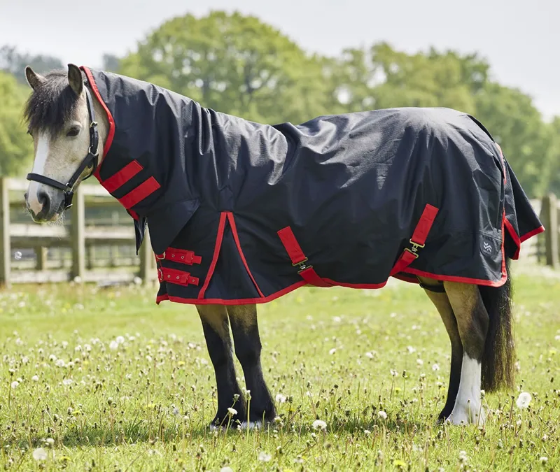 Firefoot Pony Turnout Rug Fixed Neck 100g - Black/Red