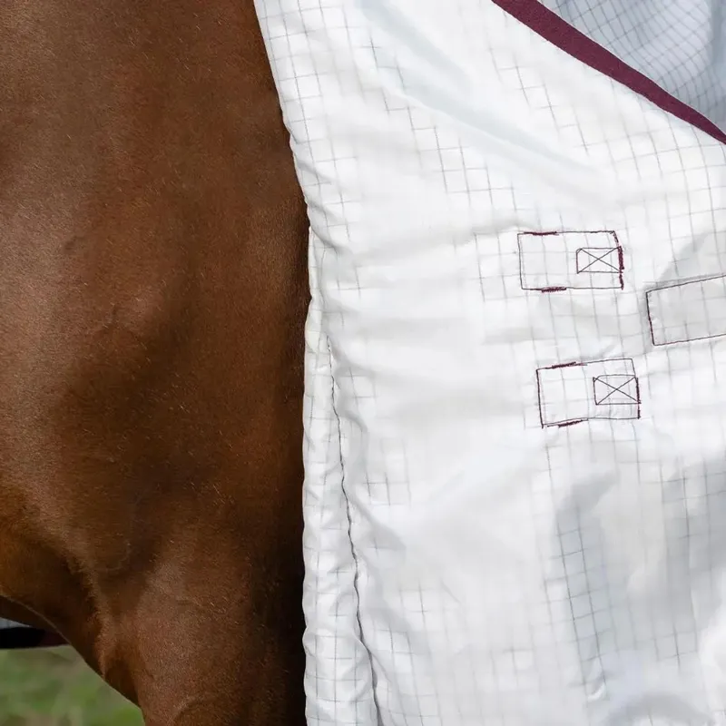 WeatherBeeta Hybrid Seasons Combo Neck Fly Rug - White/Maroon-4