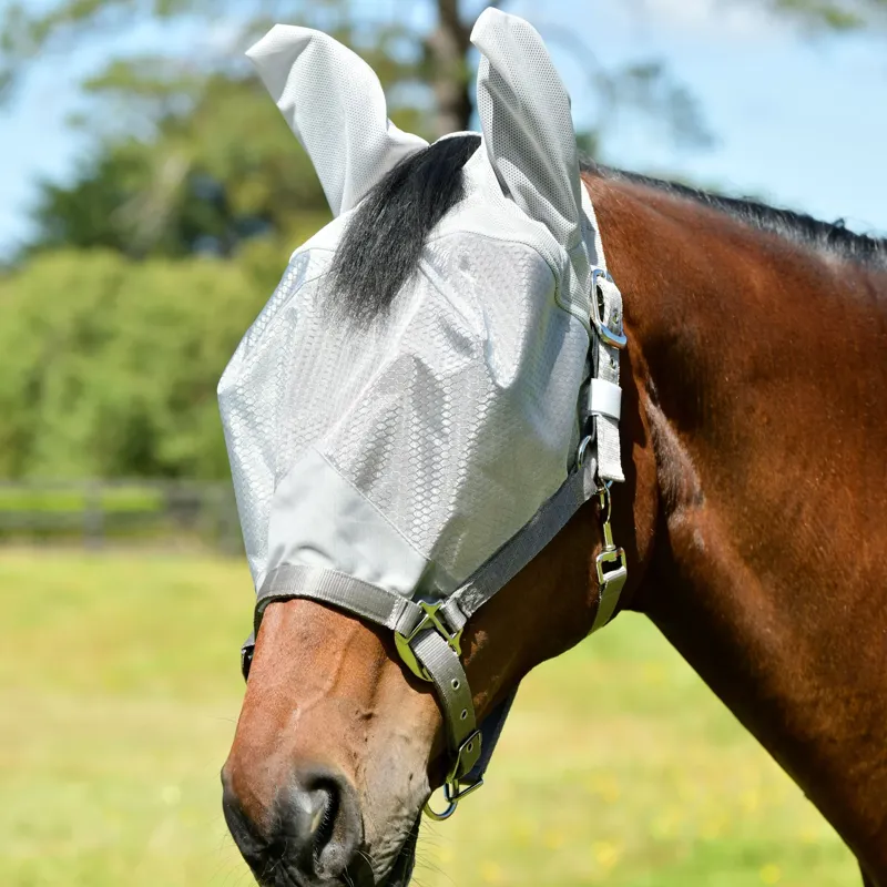 WeatherBeeta ComFiTec Hexi Shield Dual Fly Mask with Headcollar - Silver