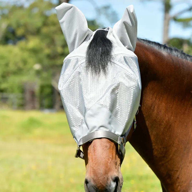 WeatherBeeta ComFiTec Hexi Shield Dual Fly Mask with Headcollar - Silver-1