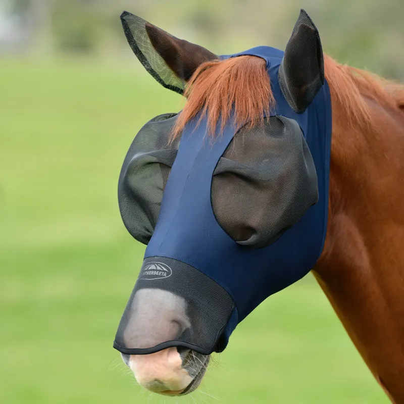WeatherBeeta ComFiTec Luxe Bug Eye Saver Fly Mask with Ears/Nose - Navy