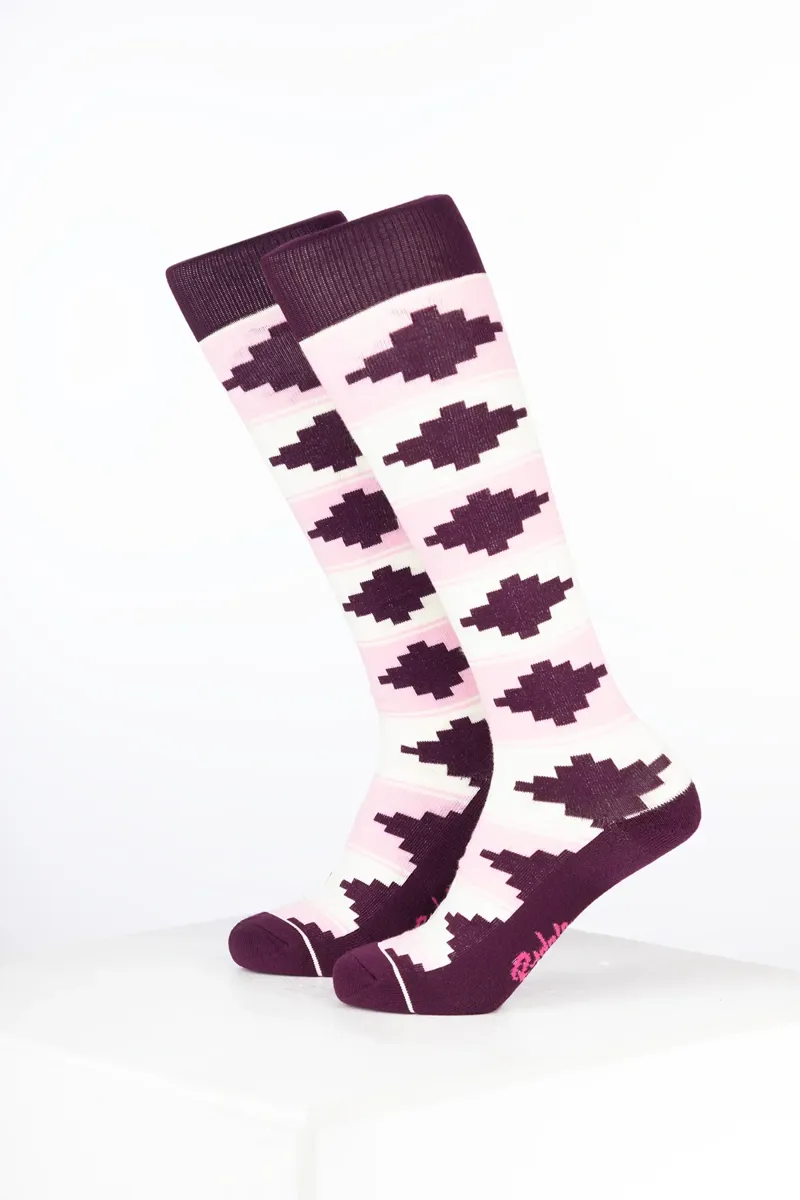 Rydale Womens Bamboo Rich Polo Belt Riding Socks Pack of Ten - Polo Cream/Soft Pink/Dark Berry-1
