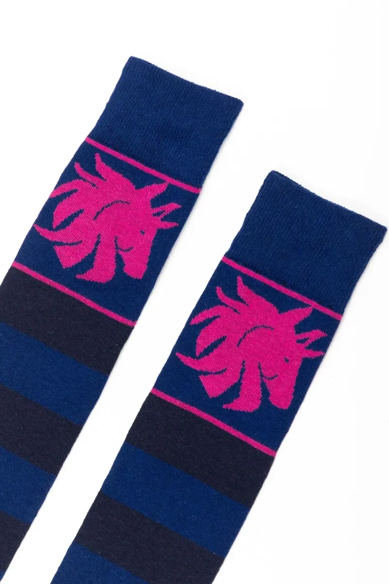 Rydale Ladies Broadstripe Knee Length Riding Socks - Denim-1