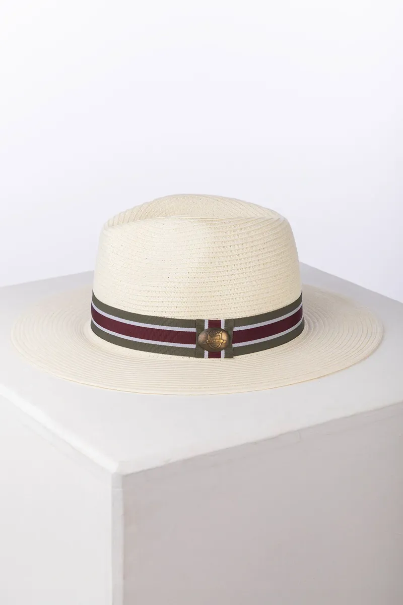 Rydale Malton Men's Panama Hat - Olive/Wine Stripe