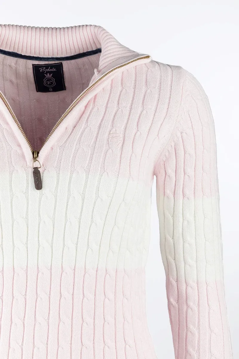 Rydale Ladies Bramham Striped Quarter Zip Jumper - Soft Pink-2