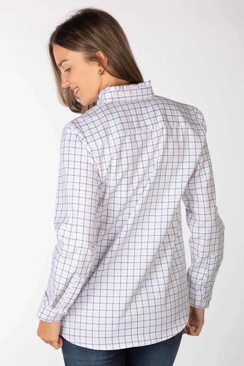 Rydale Ladies Ellie Hannah Overhead Ruffled Shirt - Ellie Blue-4