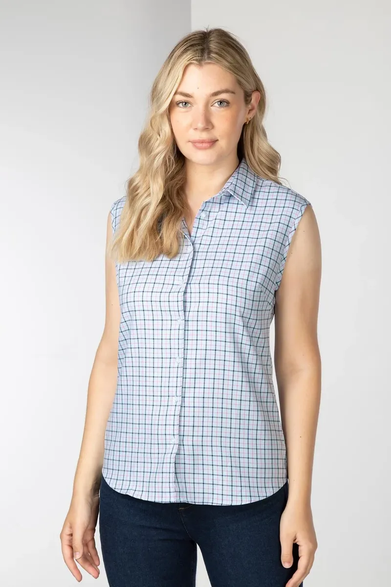 Rydale Ladies Ellie II Hannah Sleeveless Country Shirt - Blue-3