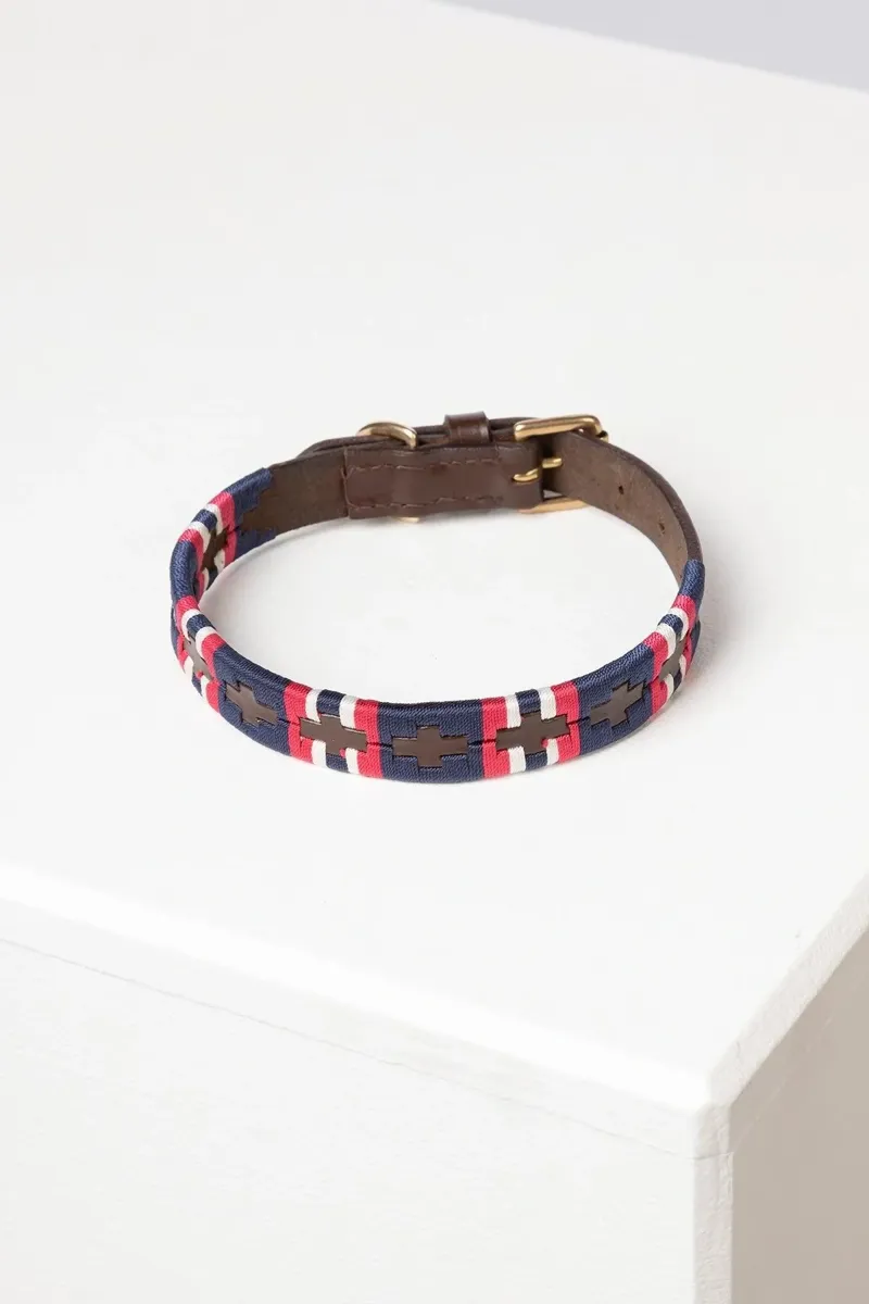 Rydale Polo Belt Dog Collar - Bonbon/Navy/White-1