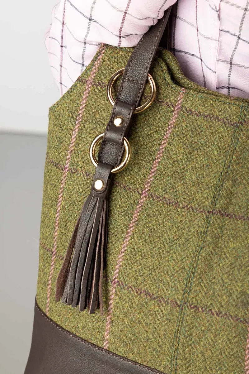 Rydale Ladies Helmsley Tweed Bucket Bag - Dark Green-4