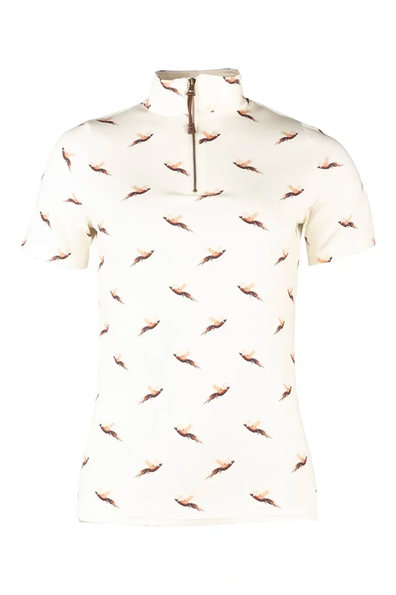 Rydale Ladies Foxholes Short Sleeved 1/4 Zip Top - Pheasants