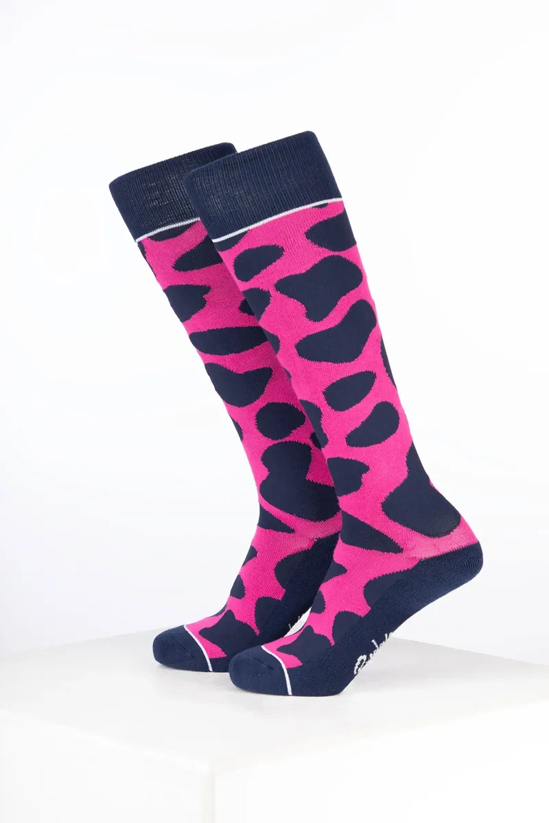 Rydale Junior Bamboo Rich Cow Print Riding Socks - Pack of Ten-1