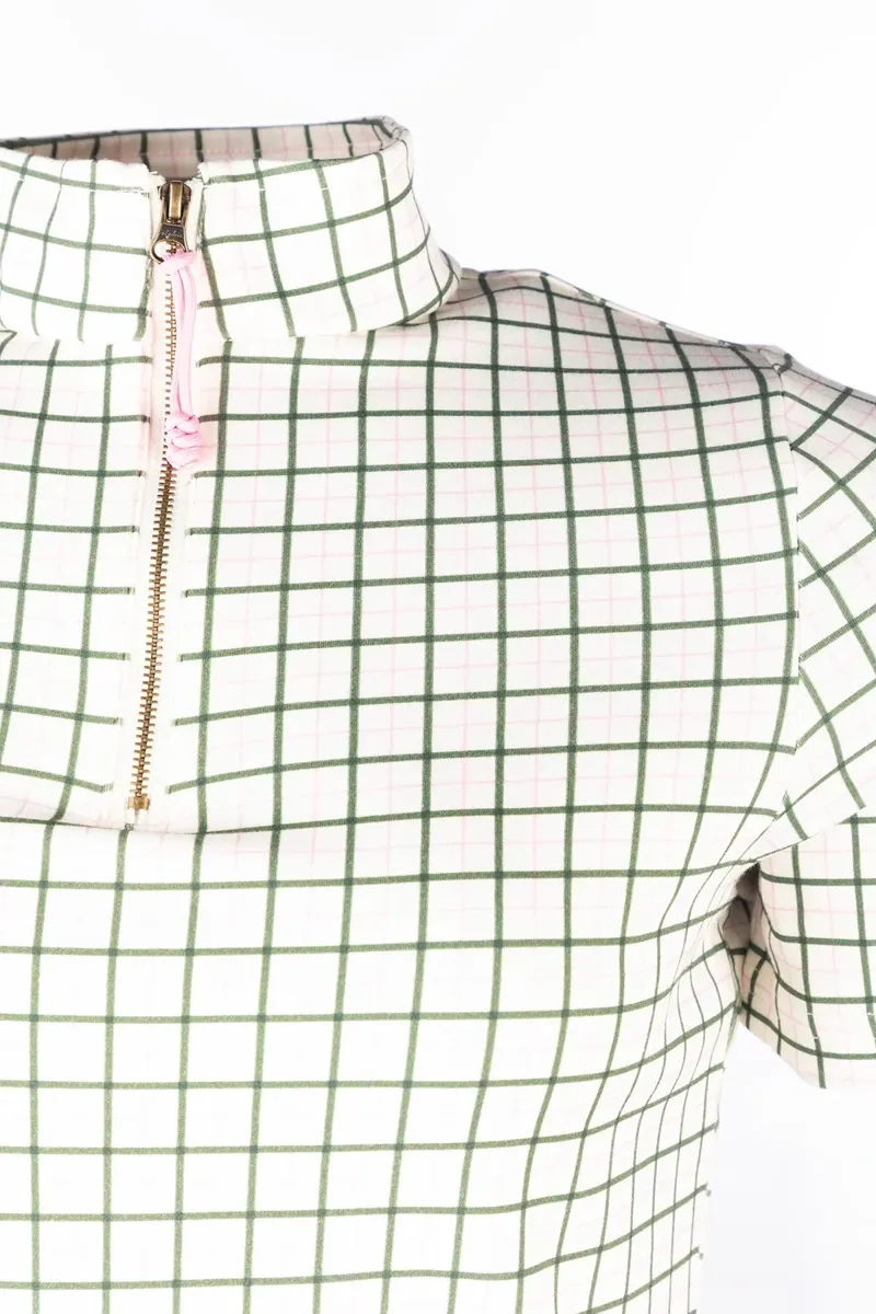 Rydale Ladies Foxholes Short Sleeved 1/4 Zip Top - Ellie Olive-2
