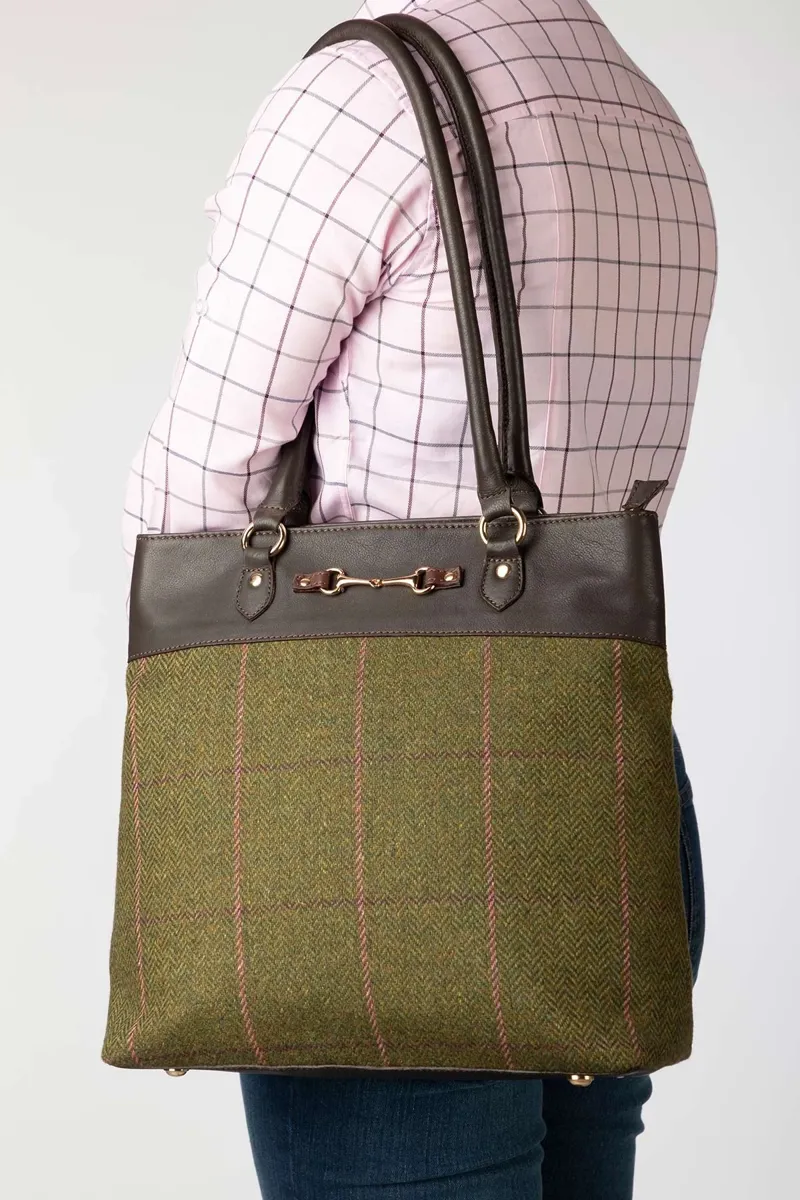 Rydale Ladies Helmsley Tweed Tote Bag - Dark Green-7