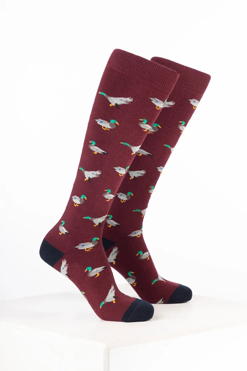 Rydale Men's Bird Welly Socks Pack of 10 - Duck Wine
