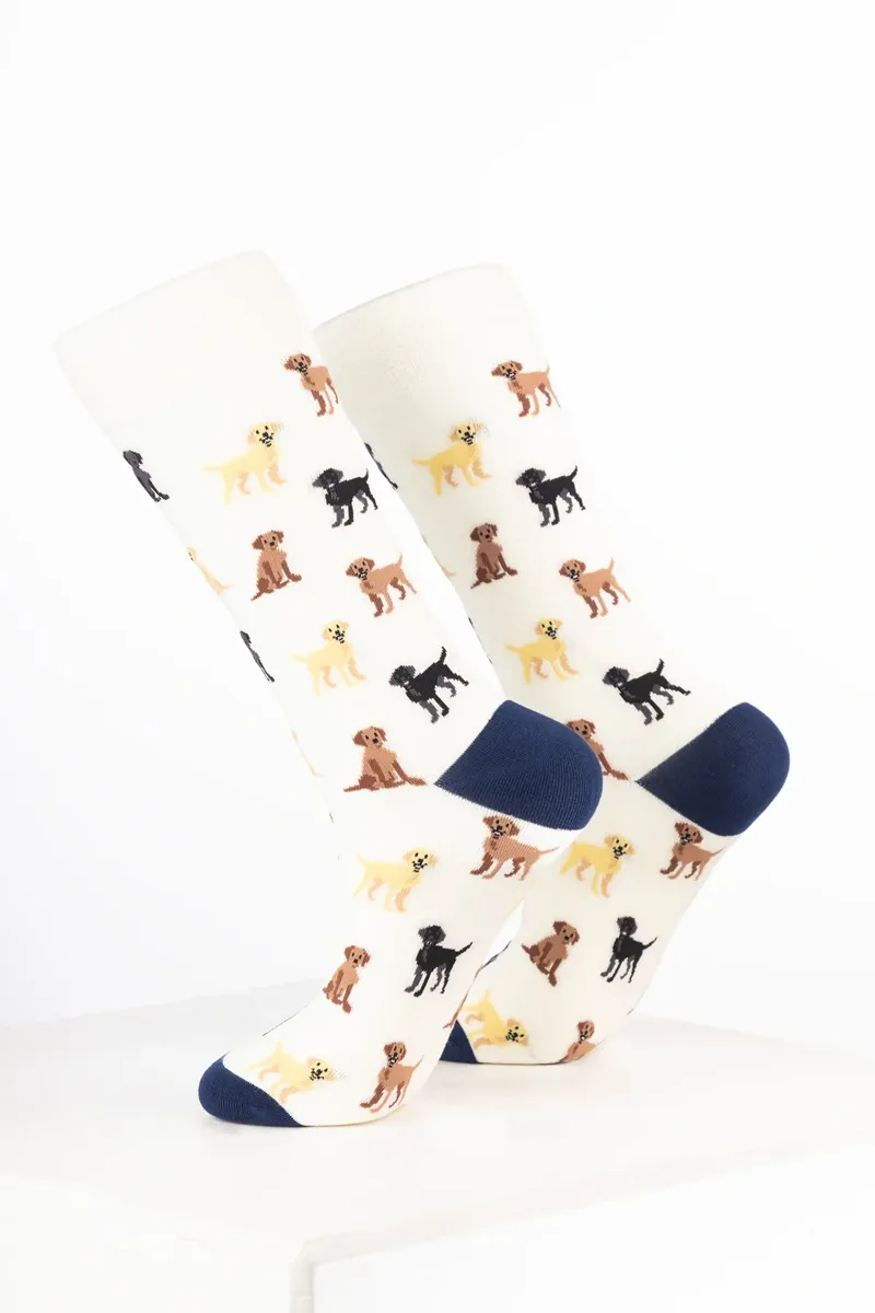 Rydale Women's Bamboo Rich Dog Ankle Socks Pack of 10 - Labrador Cream-1