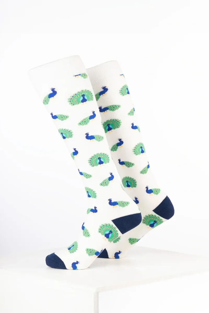 Rydale Kids Animal Welly Socks Pack of 10 - Peacock Cream-1