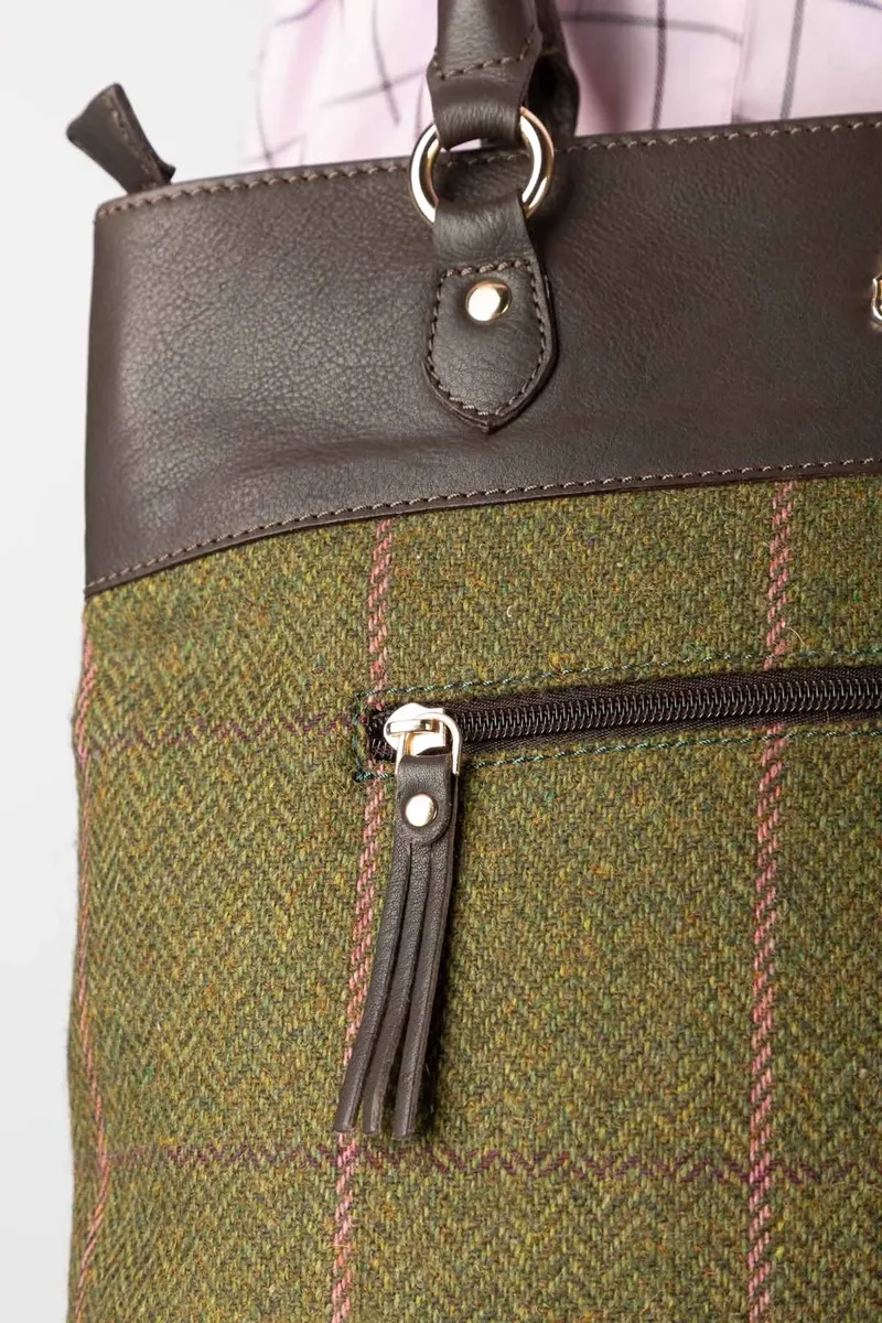 Rydale Ladies Helmsley Tweed Tote Bag - Dark Green-4