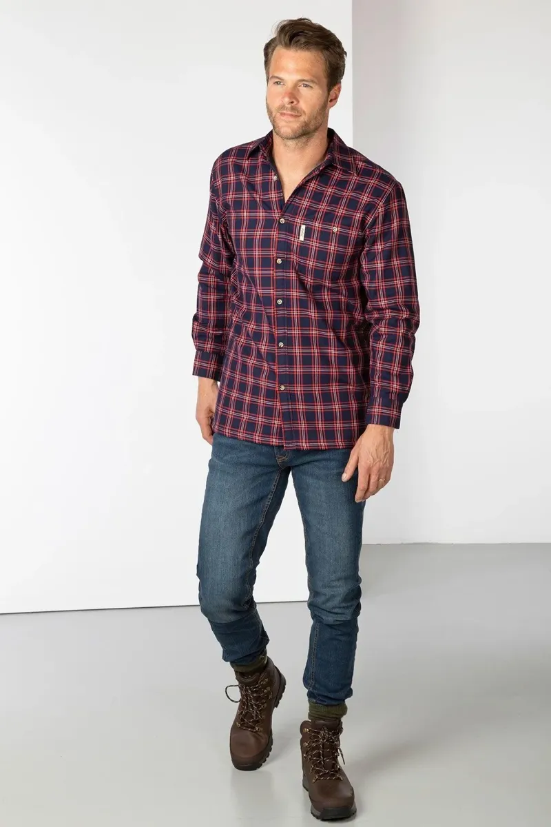 Rydale Men's Fleece Lined Shirt - Navy/Red-3