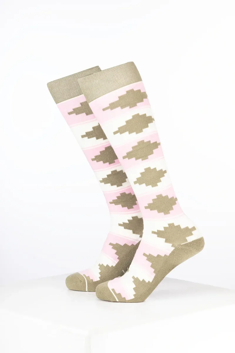 Rydale Womens Bamboo Rich Polo Belt Riding Socks Pack of Ten - Polo Cream/Soft Pink/Light Olive-1