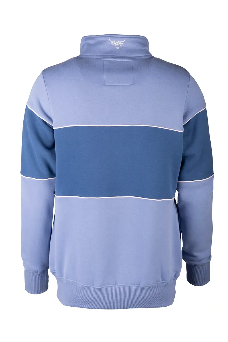 Rydale Ladies Byland Highland Cow Sweatshirt - Pale Blue/Mid Blue/Pale Blue-1