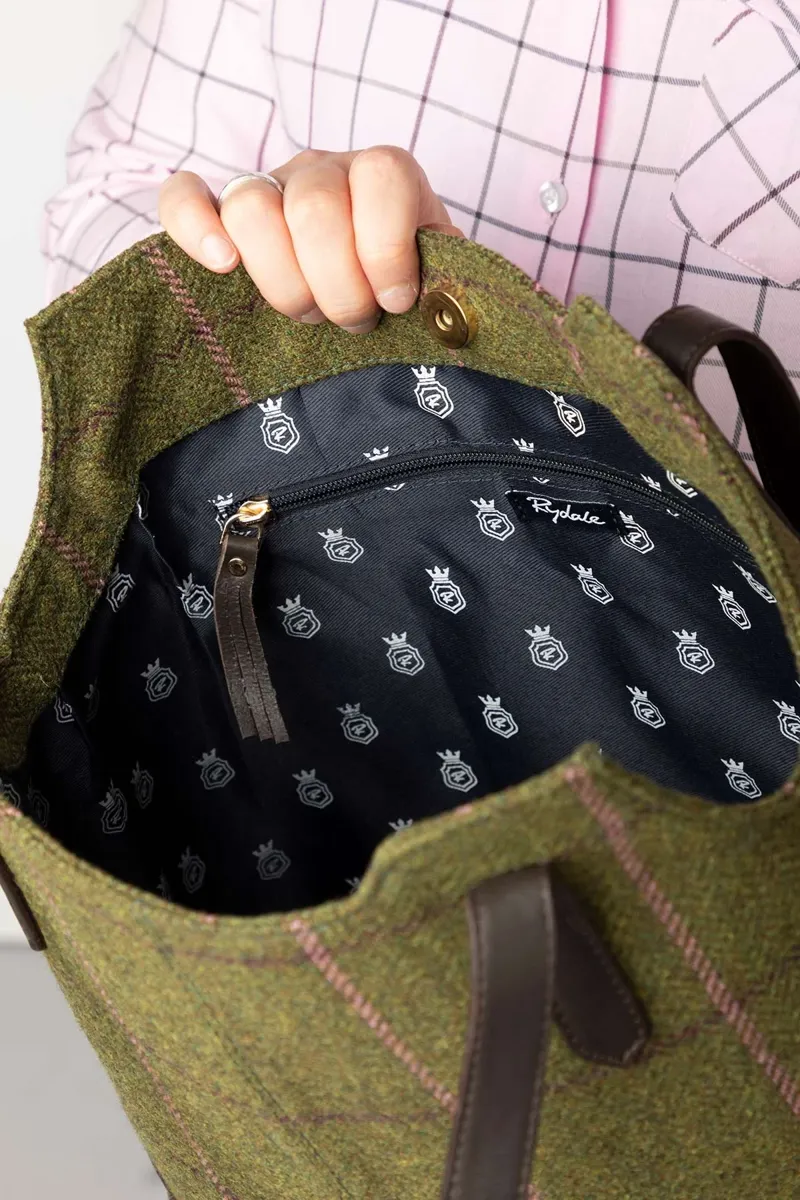 Rydale Ladies Helmsley Tweed Bucket Bag - Dark Green-6