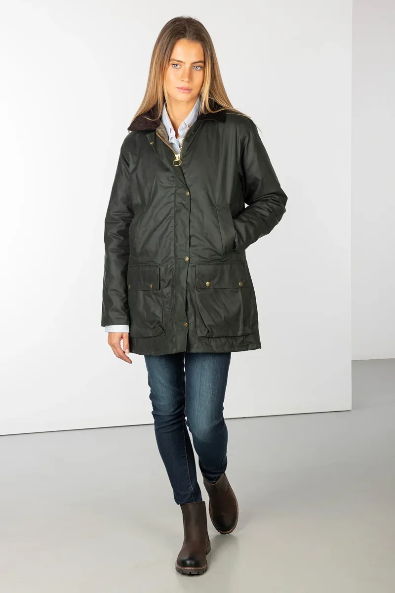 Rydale Ladies Thirsk Wax Jacket - Olive-1