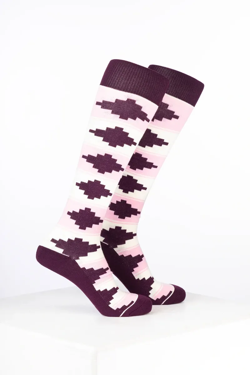 Rydale Womens Bamboo Rich Polo Belt Riding Socks Pack of Ten - Polo Cream/Soft Pink/Dark Berry