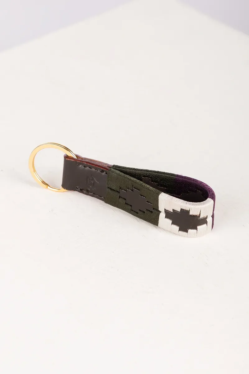 Rydale Askwith Leather Loop Polo Keyring - Olive/White/Burgundy