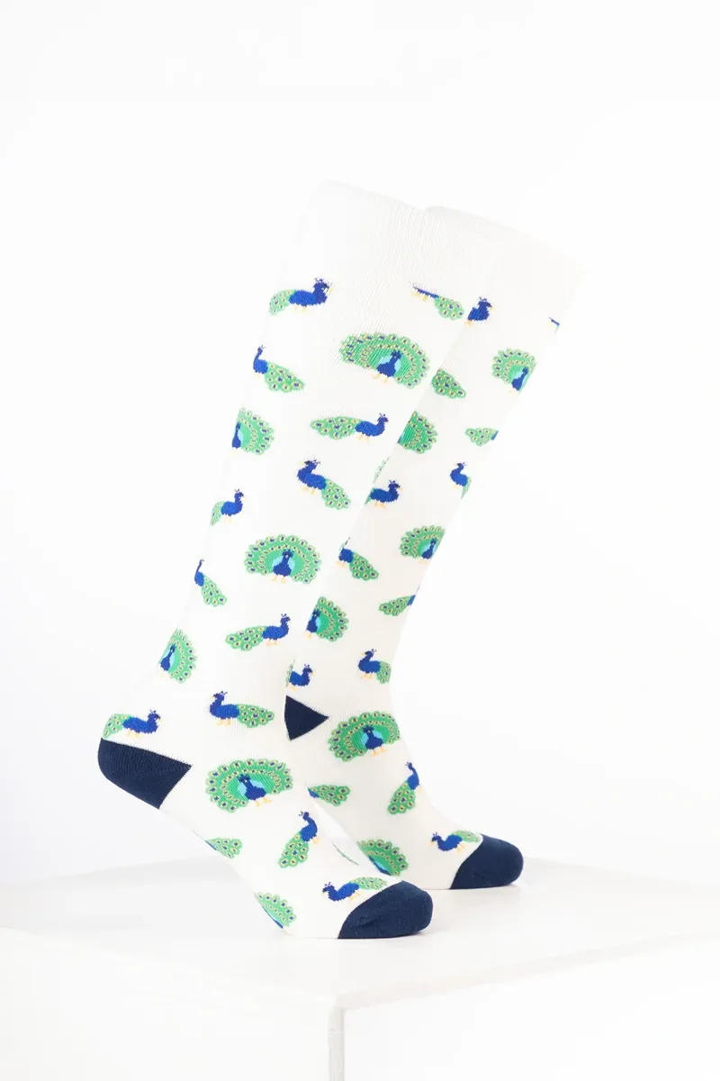 Rydale Kids Animal Welly Socks Pack of 10 - Peacock Cream