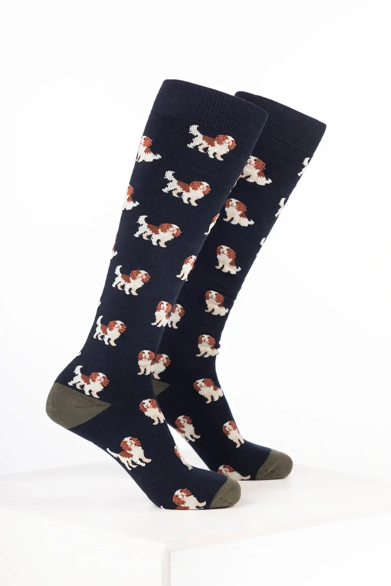 Rydale Men's Dog Welly Socks Pack of 10 - Spaniel Navy