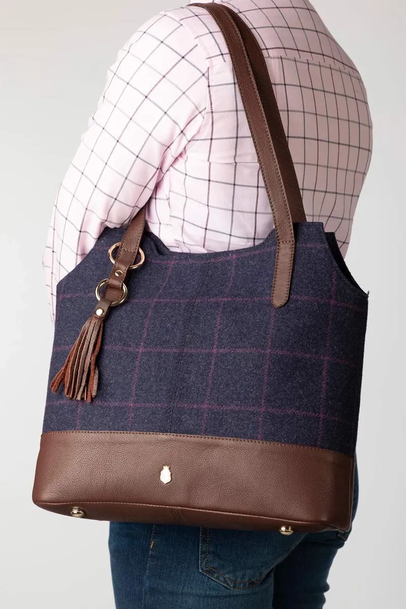 Rydale Ladies Helmsley Tweed Bucket Bag - Navy Tweed-2
