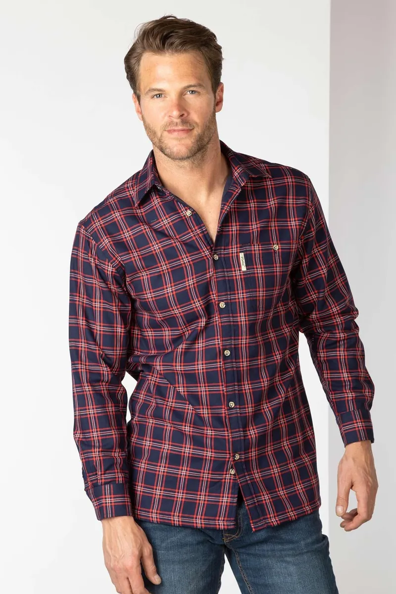 Rydale Men's Fleece Lined Shirt - Navy/Red-1