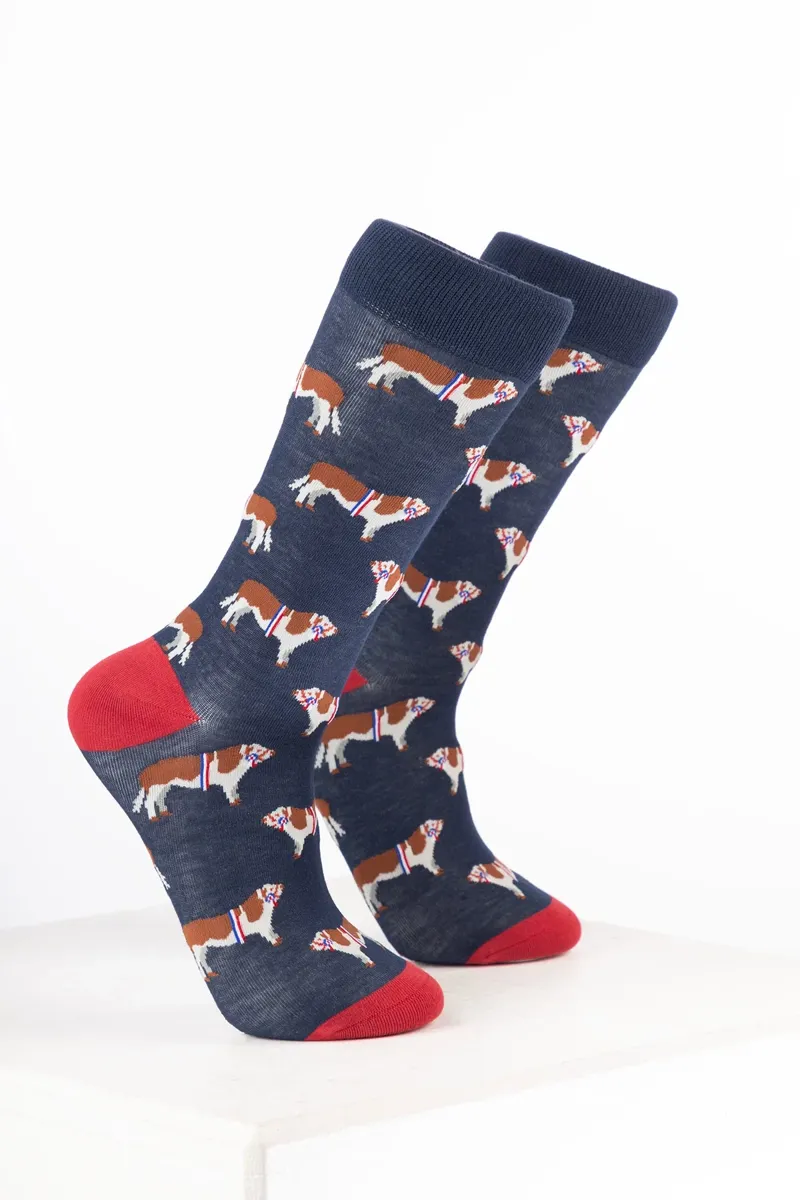 Rydale Women's Bamboo Rich Farm Ankle Socks Pack of 10 - Champion Heifer Navy
