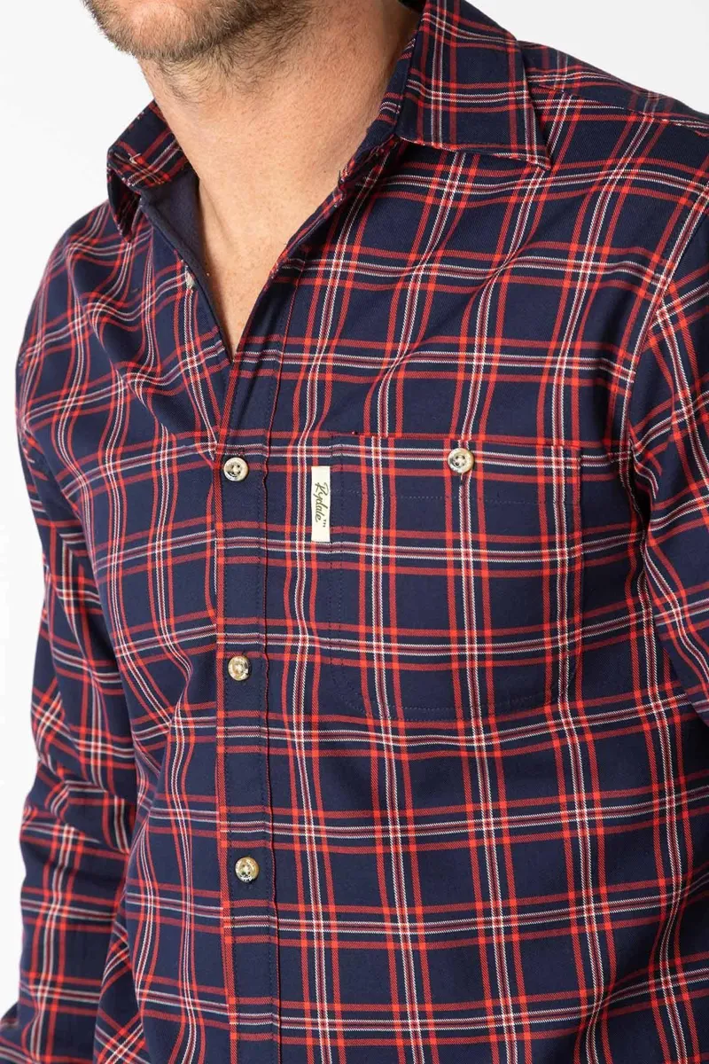 Rydale Men's Fleece Lined Shirt - Navy/Red-4